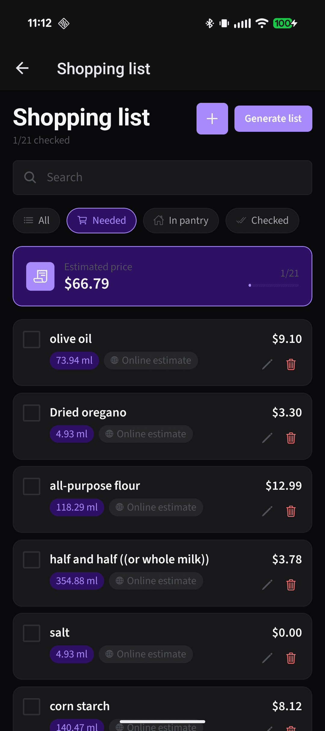 Meal plan and recipes